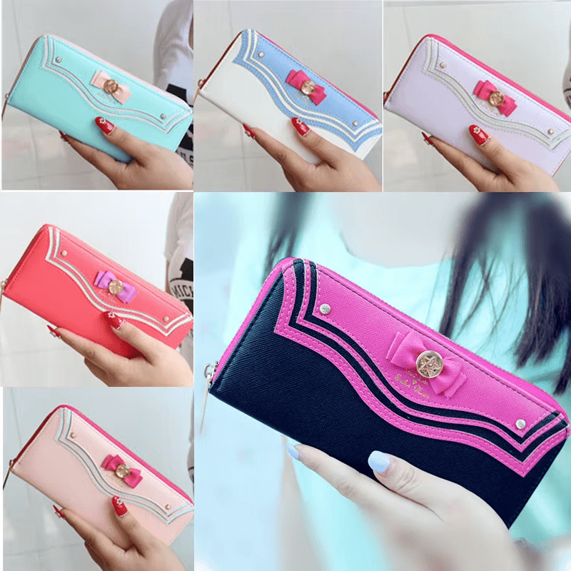 Sailor Moon Women Long Purse | Sailor Moon Bow Design Wallet