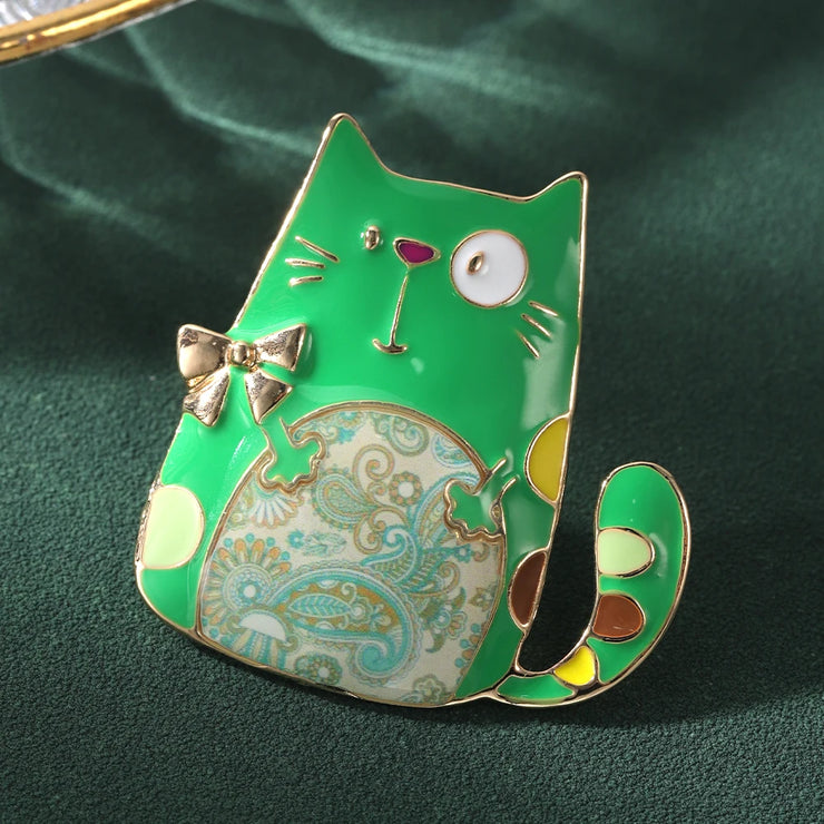 Meicem Cartoon Cat Brooch Pin Jewelry Cute Funny Trendy Lapel Pin Designer Enamel Brooches Pins for Women Girls 2024