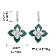 Luxury Fashion Italian Brand 4 Leaf Clover Drop Earrings Inlay Nature Shell Crystal Jewelry for Women Girl Party Gift