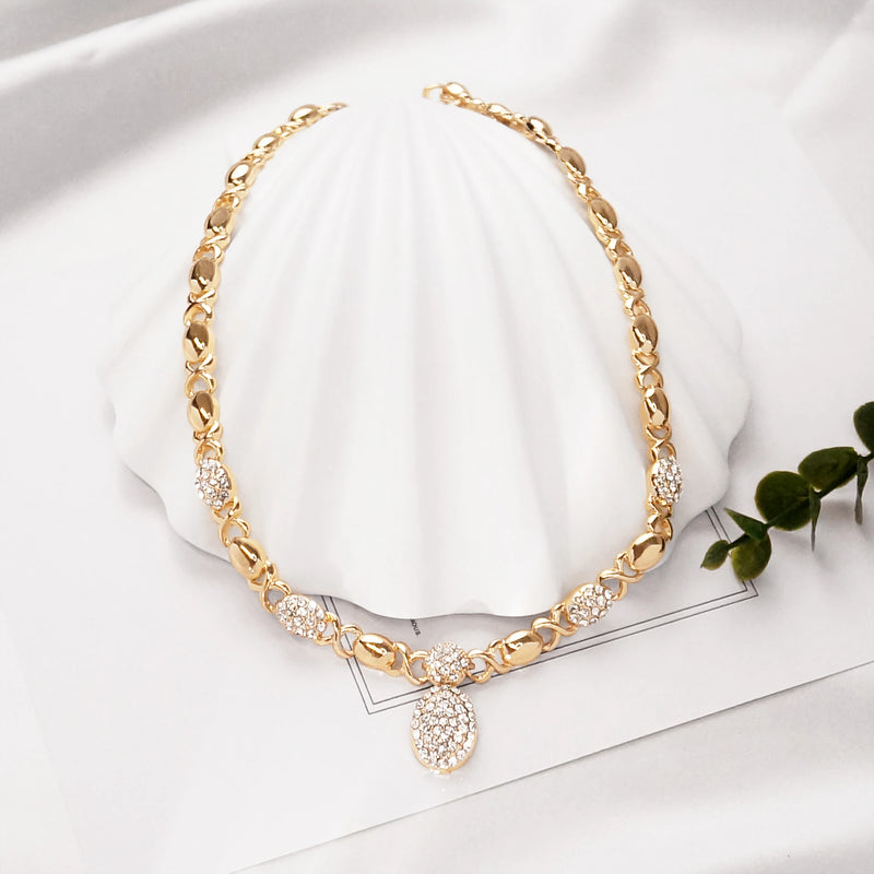Woman Jewelry Set 18K Gold Plated Heart and Bear Necklace Set Wedding Fashion Jewelry Set Accessories Earrings and Rings Gifts