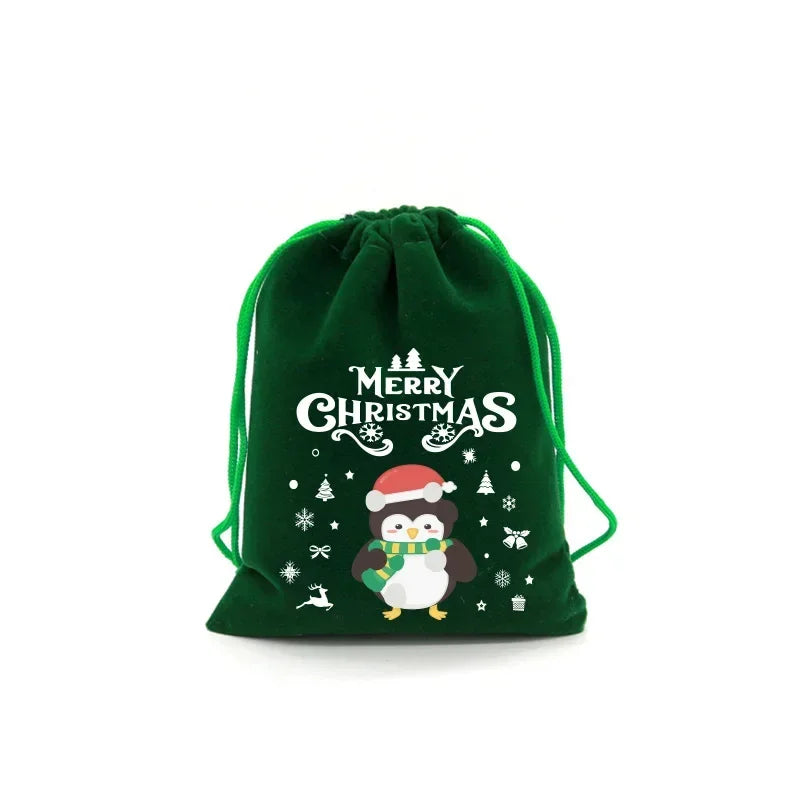 Christmas Velvet Bag Small Candy Bag Gift Bag Drawstring Pouch Christmas Party Favor Boutique Jewelry Packaging Bag
