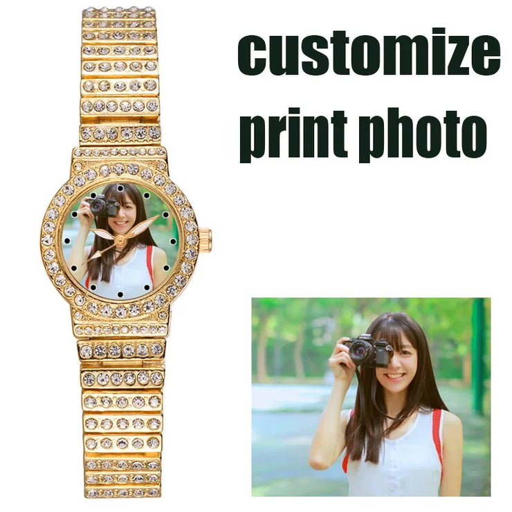 Unique Custom Photo Watch Lady Luxury Casual Customized Picture Logo Clock Image Engrave on Watch Dial Gift For Girl Friend