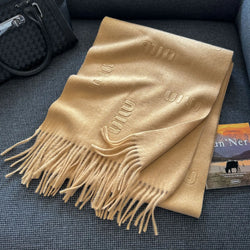 Fashion Design Blend Wool Scarf Women Embossed Simple Warm Muffler Female New Type Imitation Cashmere Thick Fringed Shawl Ladies