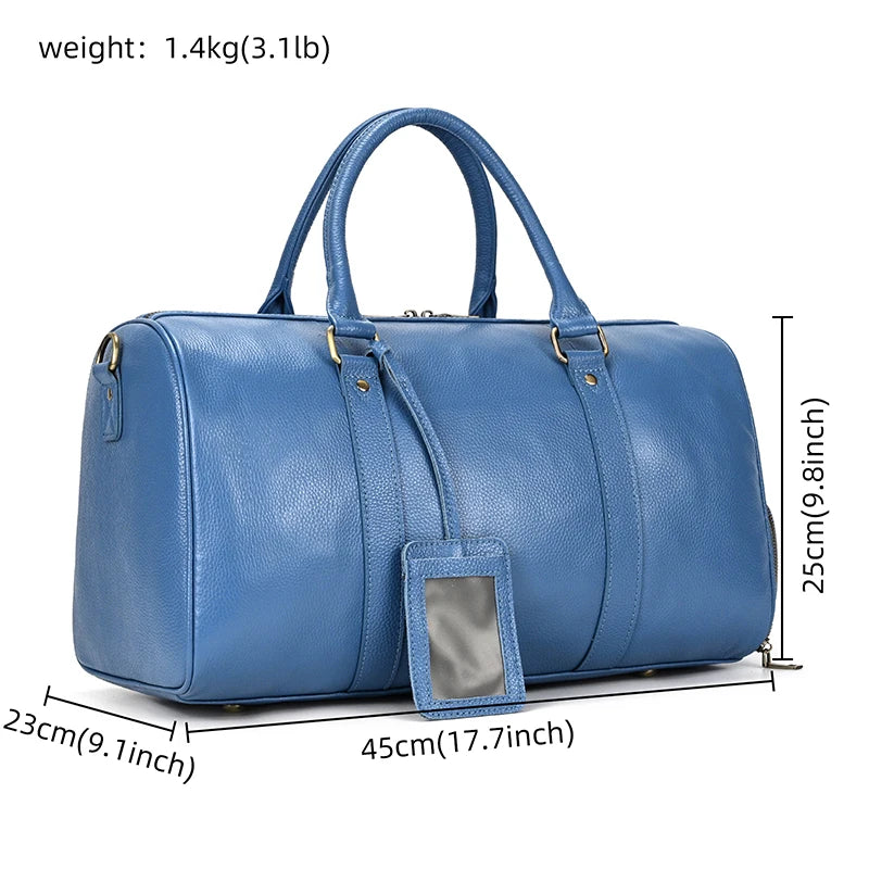 Fashion Genuine Leather Duffel Bag Big Cow Leather Men Women Business Travel Bag Black Large Shoulder Bags Weekend Luggage Bags