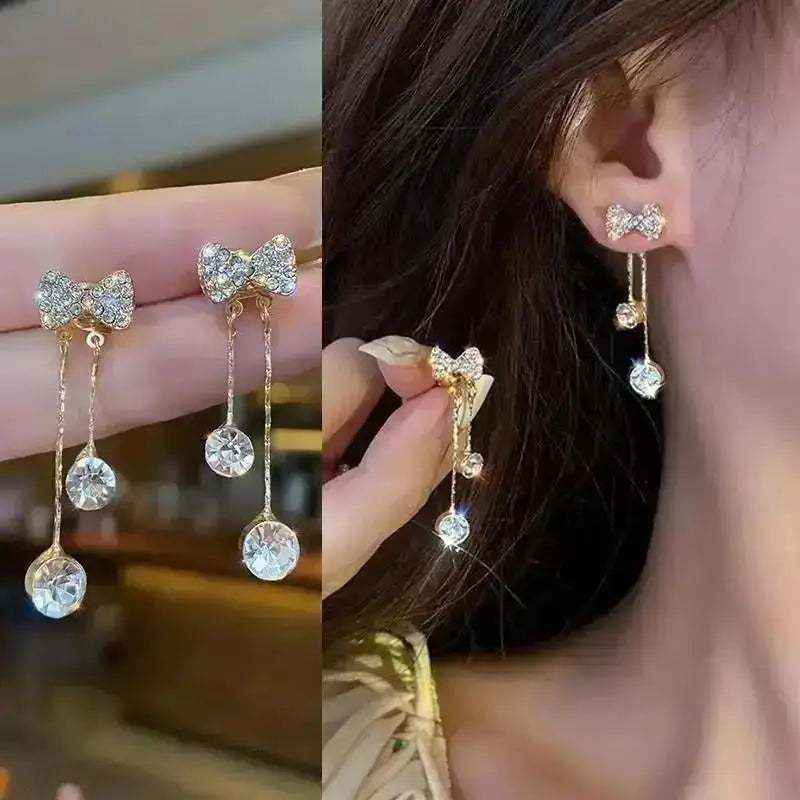 925 Silver Needle Korean Fashion Square Pearl Drop Earrings For Women Jewelry 2024 Trending New Women's Vintage Zircon Earrings