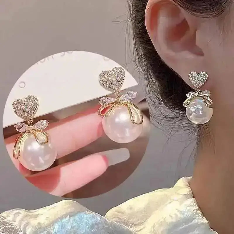 925 Silver Needle Korean Fashion Square Pearl Drop Earrings For Women Jewelry 2024 Trending New Women's Vintage Zircon Earrings