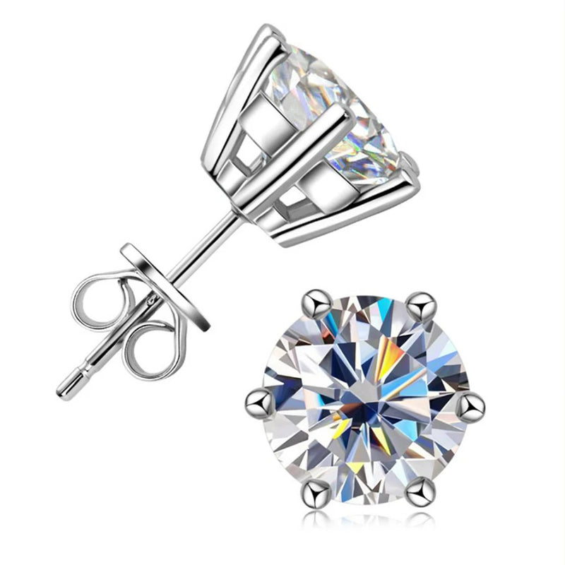 Luxury 0.5-2ct Moissanite Earrings Original Certified Plated 18k Gold 925 Silver 8mm Diamond Stud Earring for Women Men Jewelry