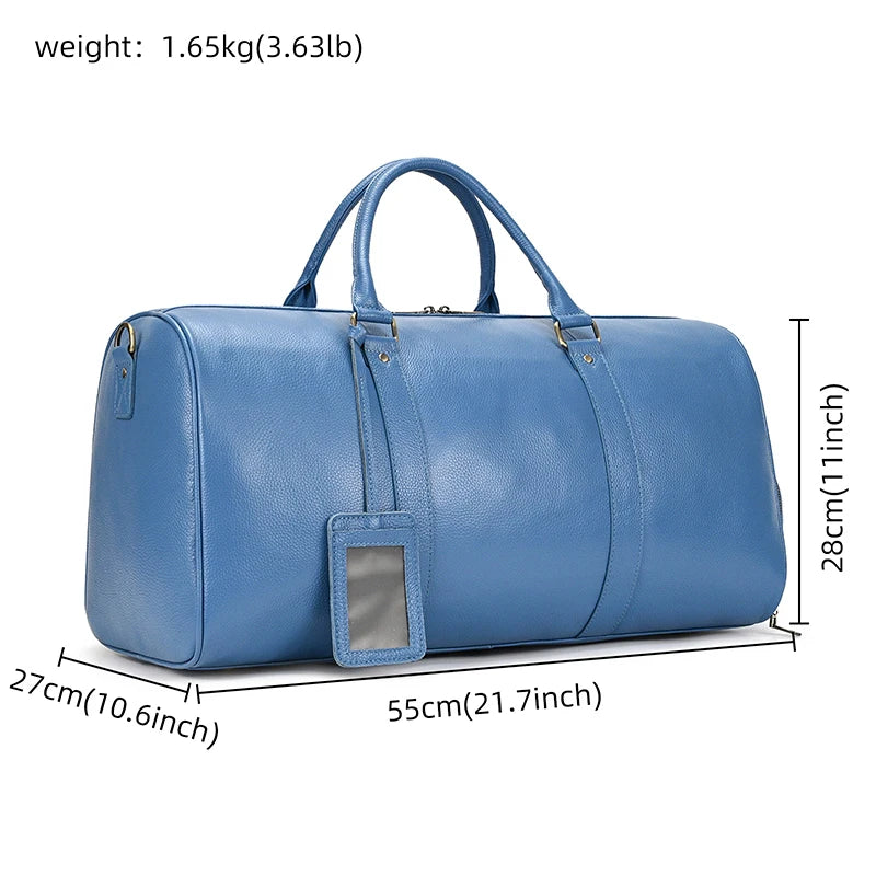 Fashion Genuine Leather Duffel Bag Big Cow Leather Men Women Business Travel Bag Black Large Shoulder Bags Weekend Luggage Bags