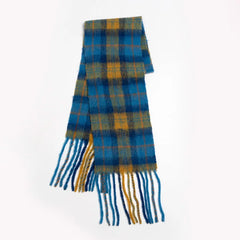 2023Autumn/WinterNew Mohair Plaid Women's Scarf Alpaca Wool Blended Contrast Plaid Tassel Couple Scarf Wool Thickened Warm Shawl