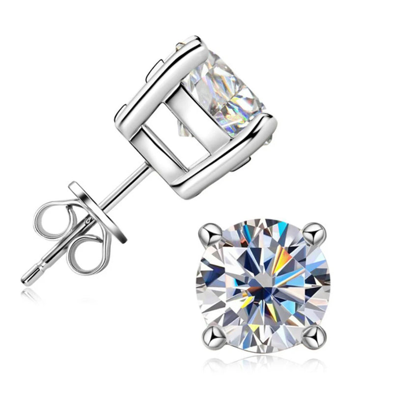Luxury 0.5-2ct Moissanite Earrings Original Certified Plated 18k Gold 925 Silver 8mm Diamond Stud Earring for Women Men Jewelry