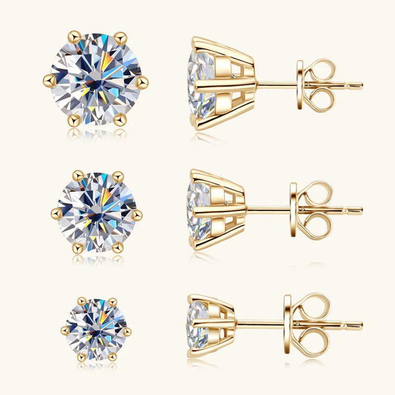 Luxury 0.5-2ct Moissanite Earrings Original Certified Plated 18k Gold 925 Silver 8mm Diamond Stud Earring for Women Men Jewelry