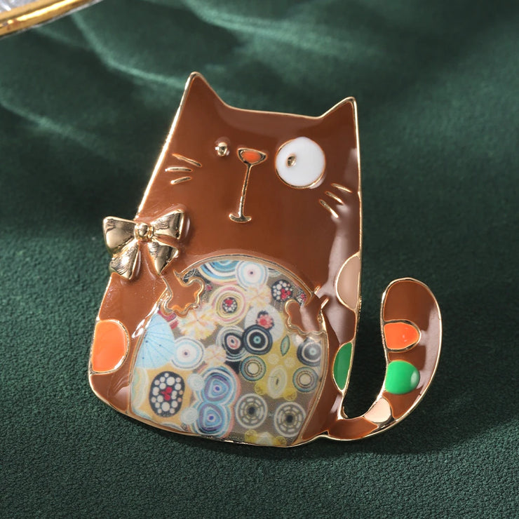 Meicem Cartoon Cat Brooch Pin Jewelry Cute Funny Trendy Lapel Pin Designer Enamel Brooches Pins for Women Girls 2024