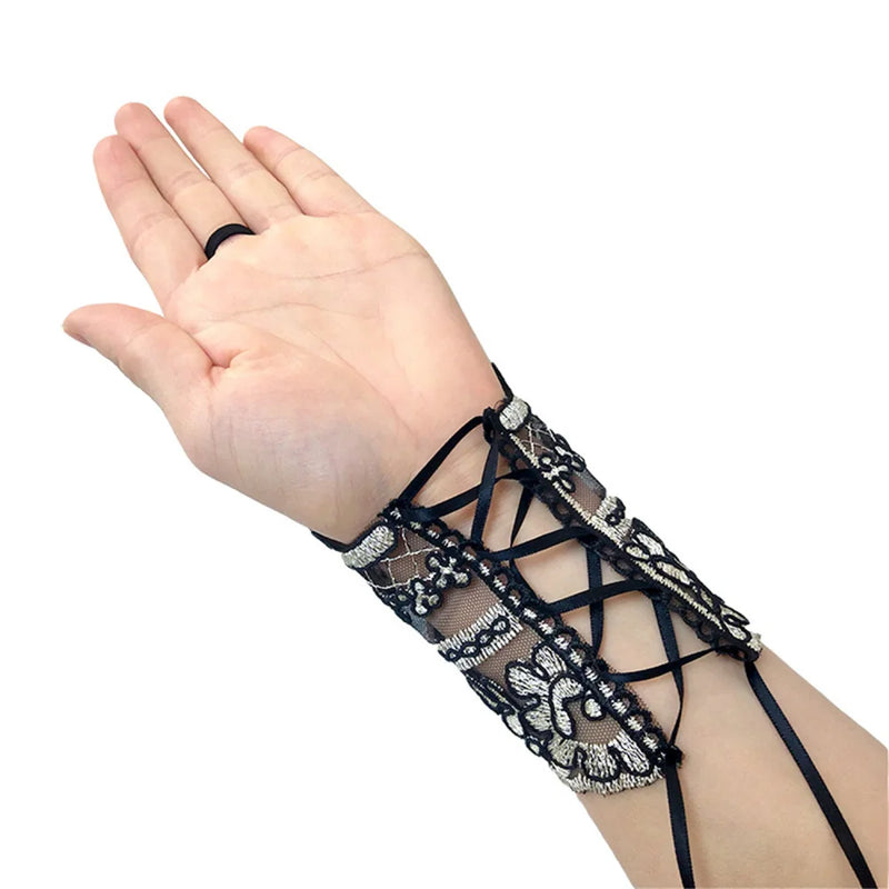 Women Bridal Gloves Fingerless Lace Embroider Short Gloves Evening Dress Accessories for Wedding Party