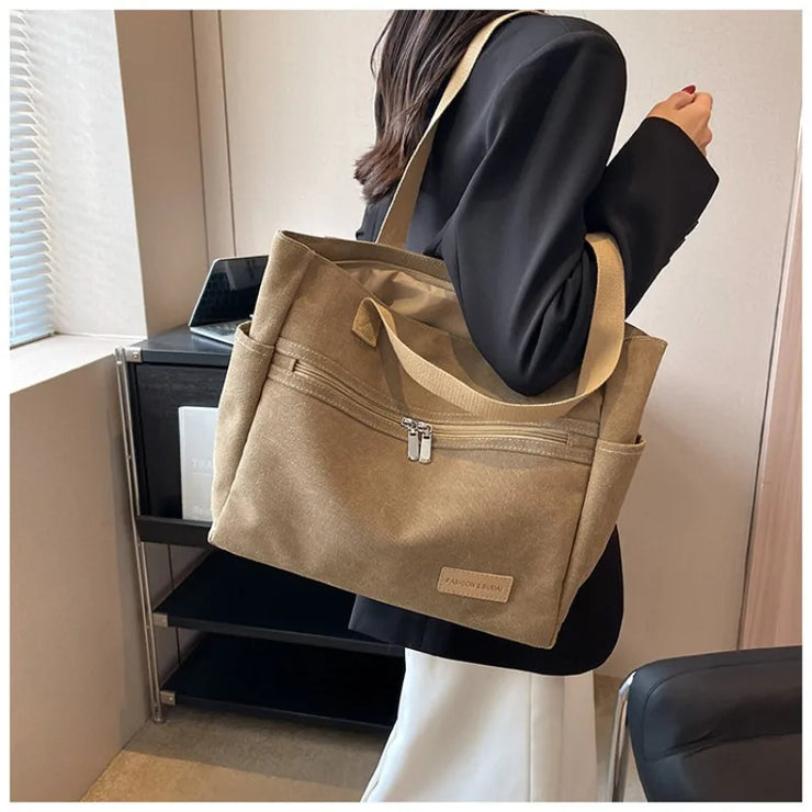 New Trend Canvas Handbasg Bag for Women's High-end Feeling Versatile Shoulder for Students Class Tote Bag Sac A Main Femme