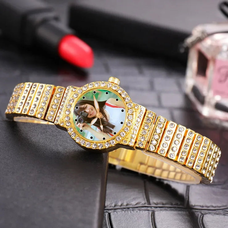 Unique Custom Photo Watch Lady Luxury Casual Customized Picture Logo Clock Image Engrave on Watch Dial Gift For Girl Friend