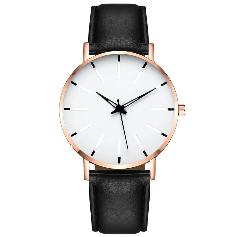Men's Thin Strap Quartz Watch Leather Strap Minimalist Multicolor Watch Luxury Stainless Steel Dial Wristwatches reloj hombre