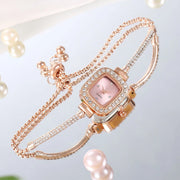 Women's Crystal Diamond Watches Square Dial Chain Link Bracelet Analog Bangle Wrist Watch Wonderful Watches Gift for Women H9