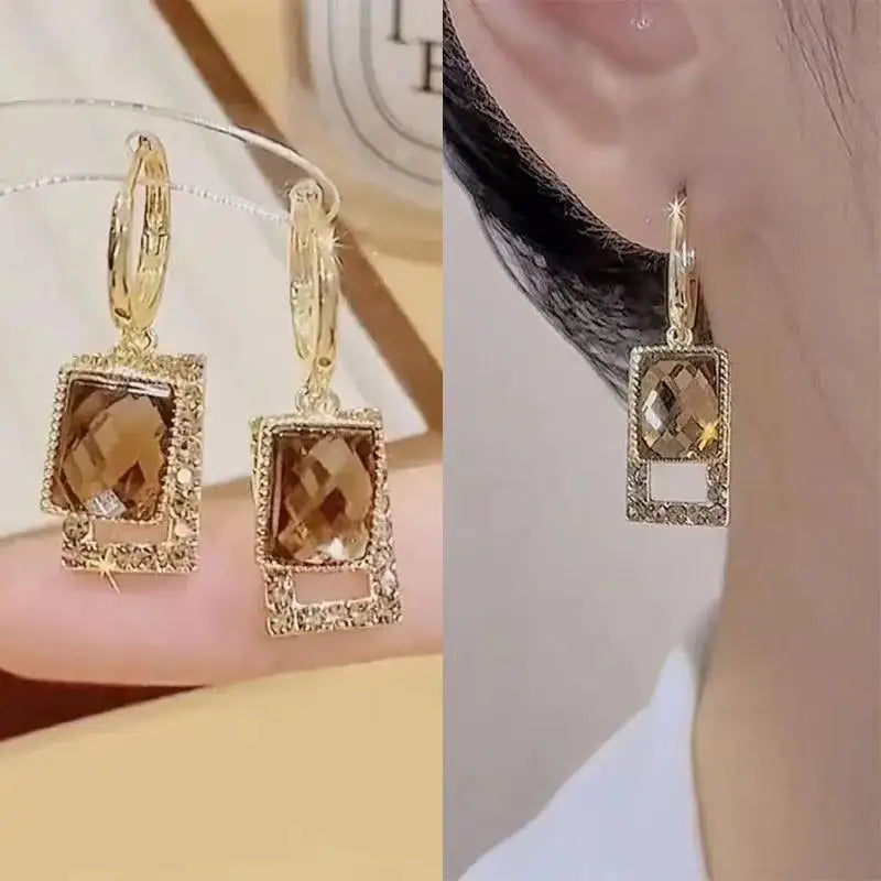 925 Silver Needle Korean Fashion Square Pearl Drop Earrings For Women Jewelry 2024 Trending New Women's Vintage Zircon Earrings