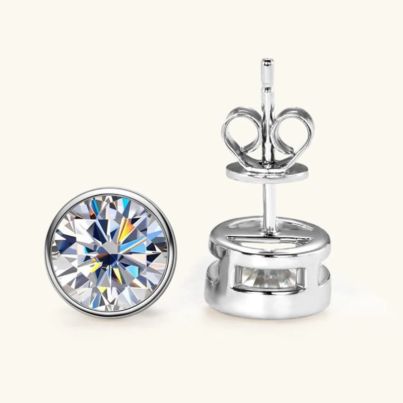 Luxury 0.5-2ct Moissanite Earrings Original Certified Plated 18k Gold 925 Silver 8mm Diamond Stud Earring for Women Men Jewelry