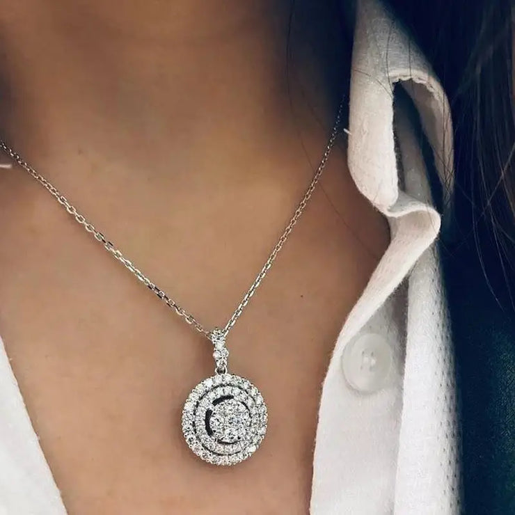 Silver Round Plate Pendant Necklace