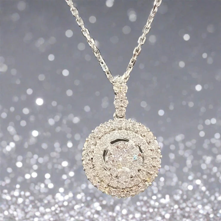 Silver Round Plate Pendant Necklace