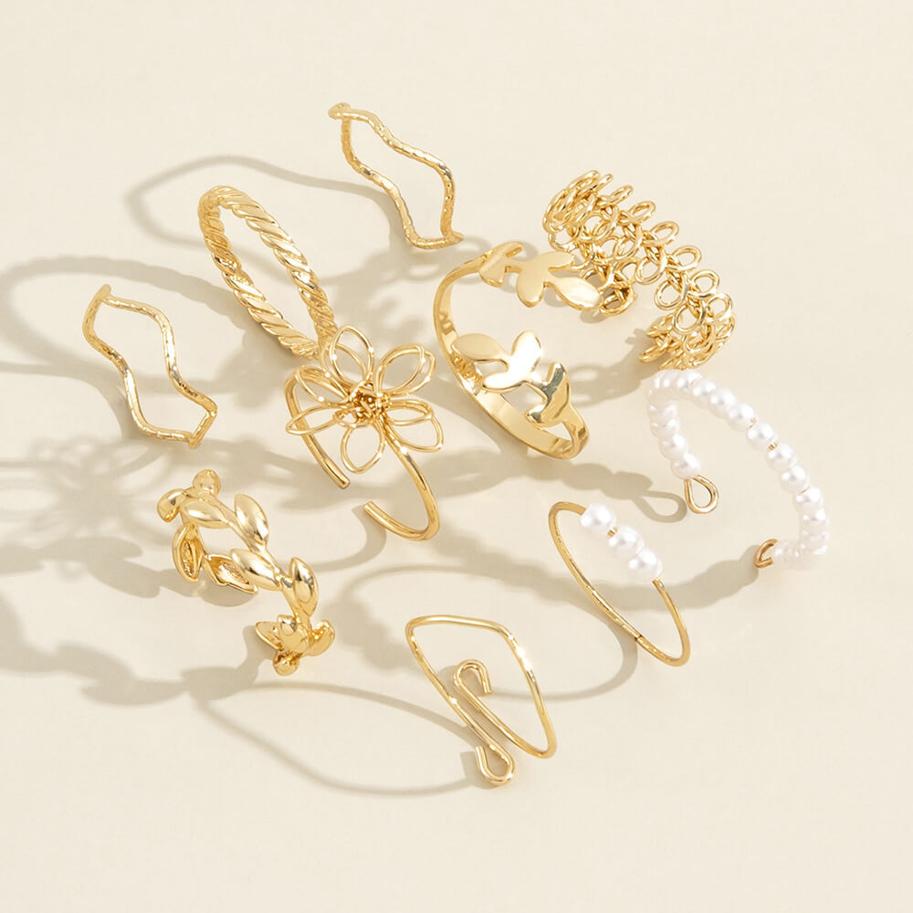 Simple Openwork Flower Band Ring | Glossy Floral Ring For Women