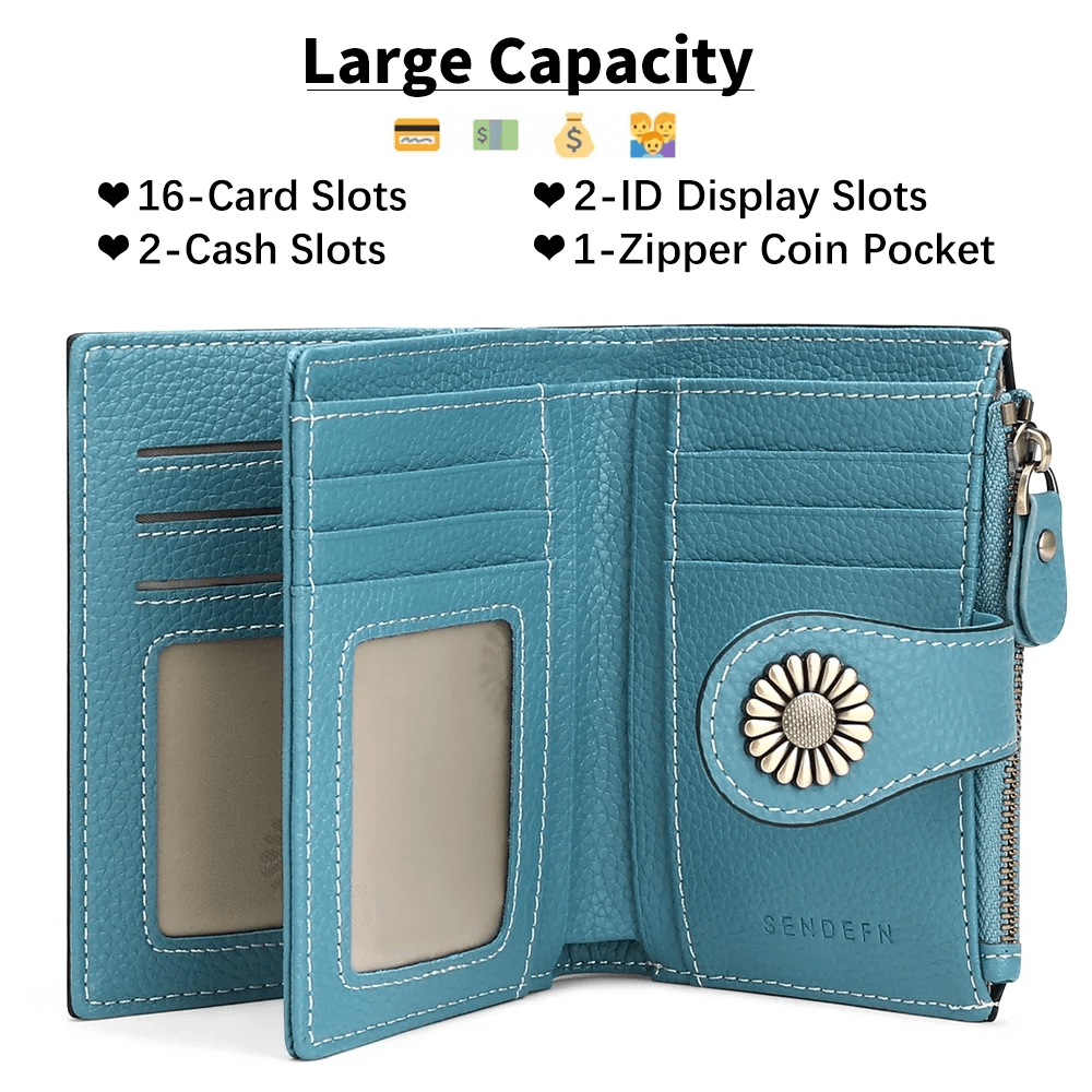 Small Genuine Leather Bifold Wallet For Women | RFID Blocking Wallet 