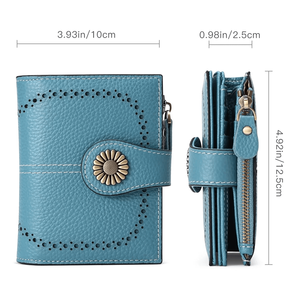 Small Genuine Leather Bifold Wallet For Women | RFID Blocking Wallet 