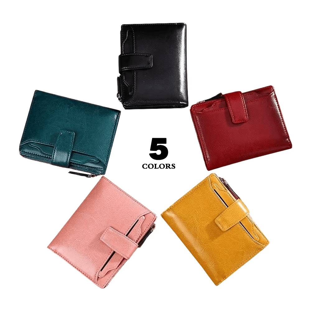 Small Genuine Leather Wallet For Women | Short Zipper Wallet Women