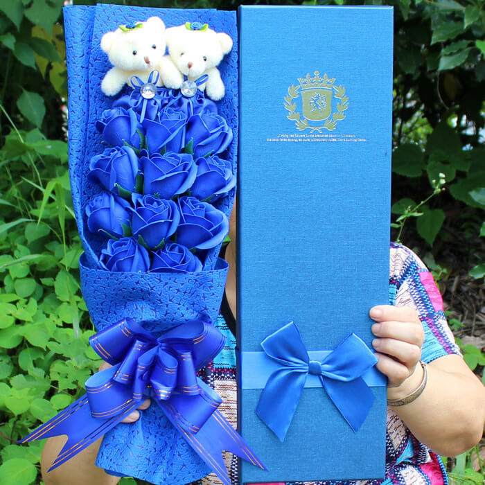 Soap Flower Bouquet With Teddy Bear | Premium Soap Rose Bouquet Bear