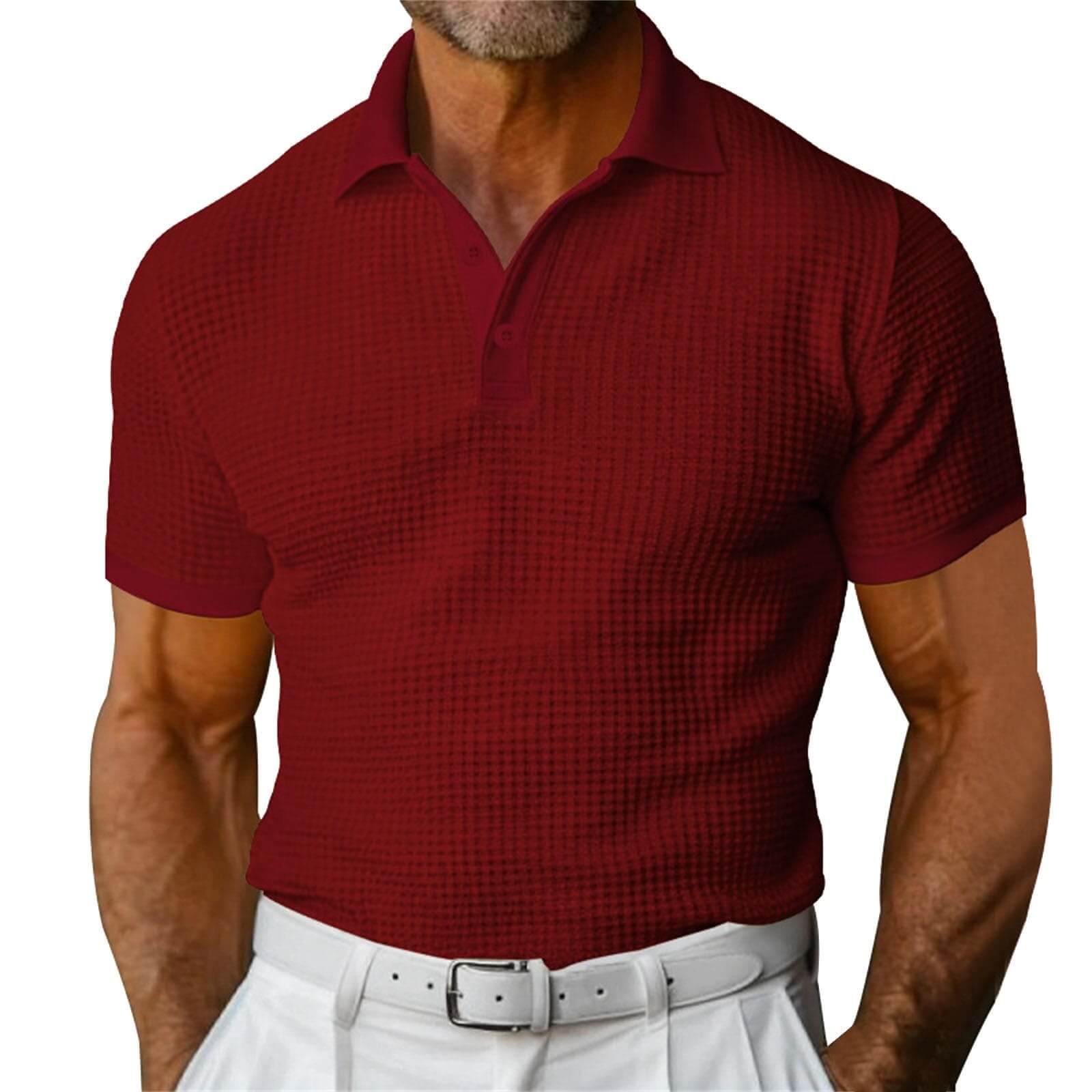 Soft Cotton Waffle Polo Shirt Men | Stylish Summer Polo Shirt For Men