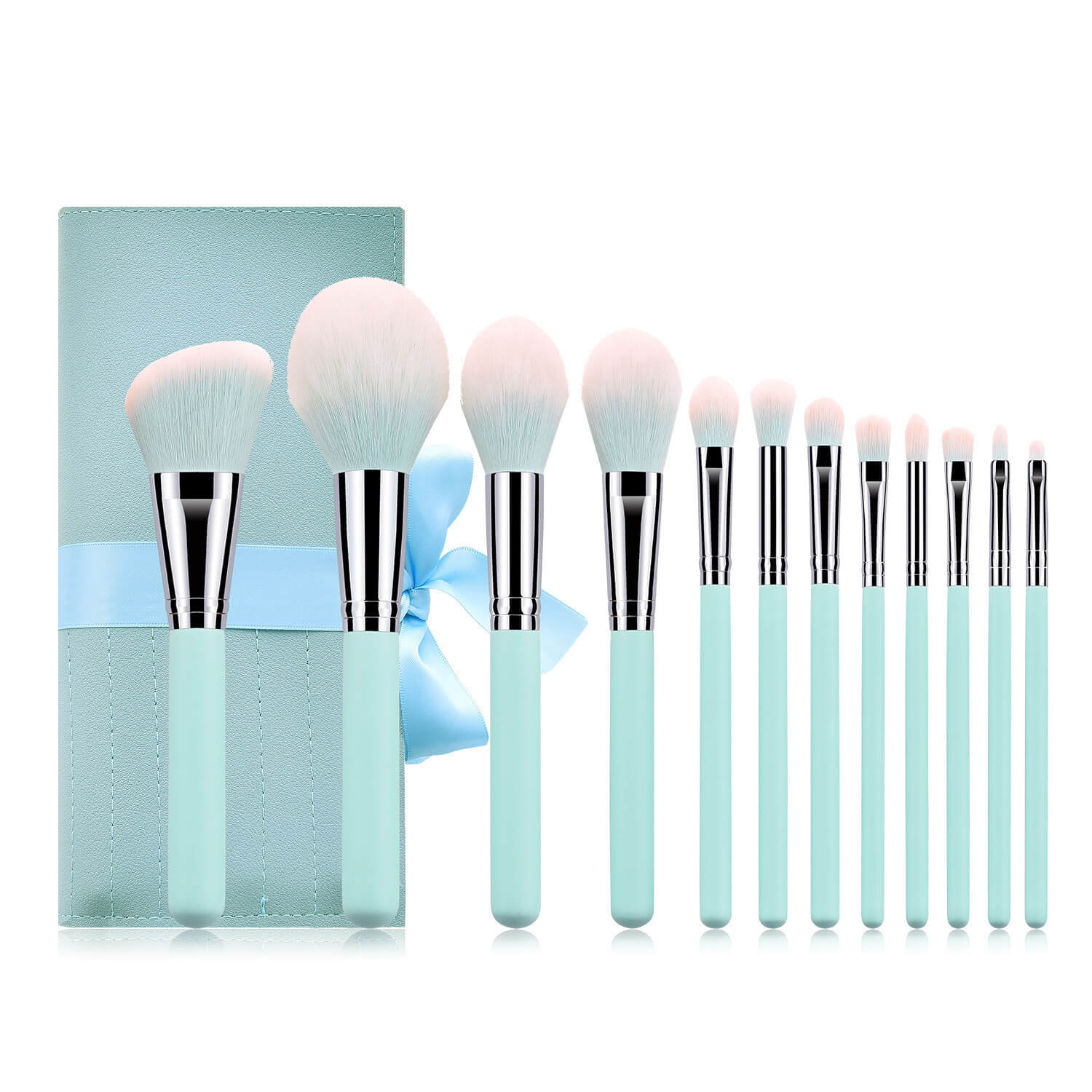 Soft Light Blue Cosmetic Brushes For Beginners | Blue Makeup Brush Set