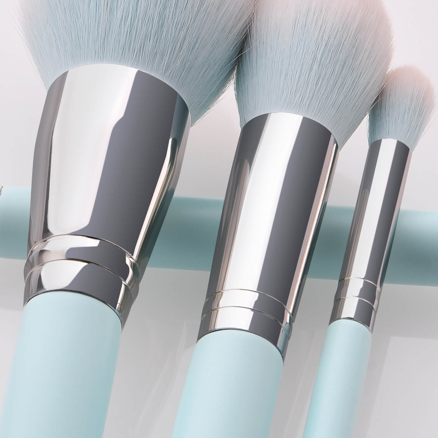 Soft Light Blue Cosmetic Brushes For Beginners | Blue Makeup Brush Set