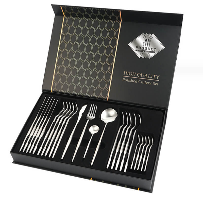 Stainless Steel Tableware Set | Luxury Gift Box 24 Cutlery Set