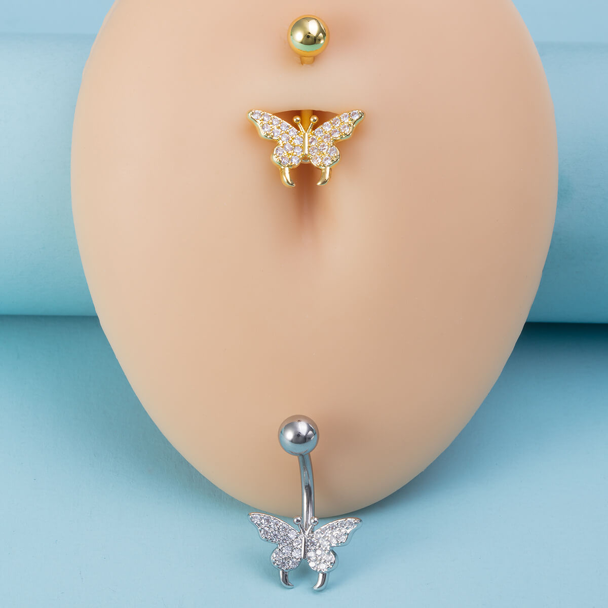 Stainless Steel Navel Ring Butterfly | Zircon Butterfly Navel Ring