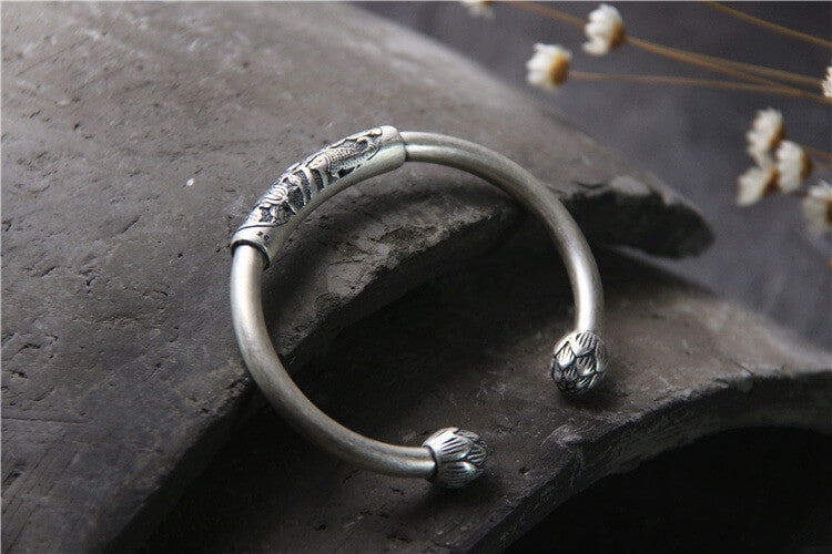 Sterling Silver Children Bracelet | Fish Lotus Bracelet Kids