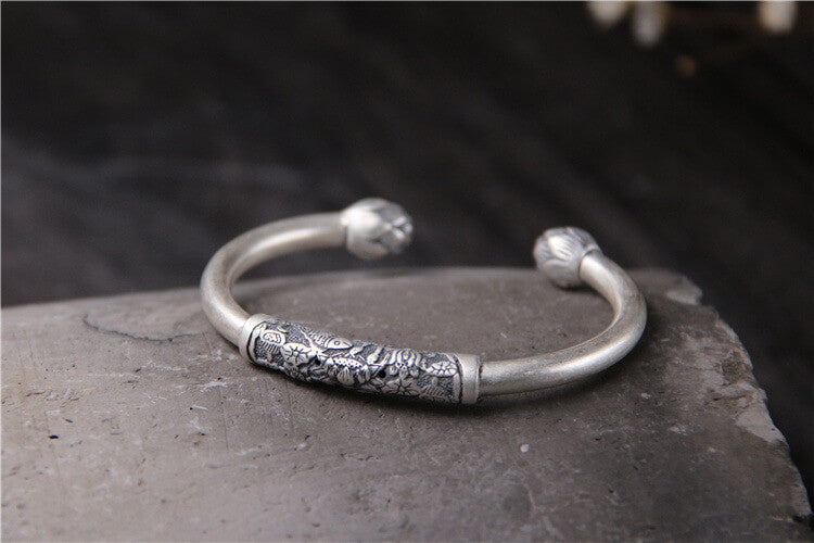 Sterling Silver Children Bracelet | Fish Lotus Bracelet Kids