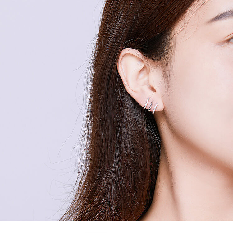 Three Layer Sterling Silver Drop Earrings | Layered Silver Earrings