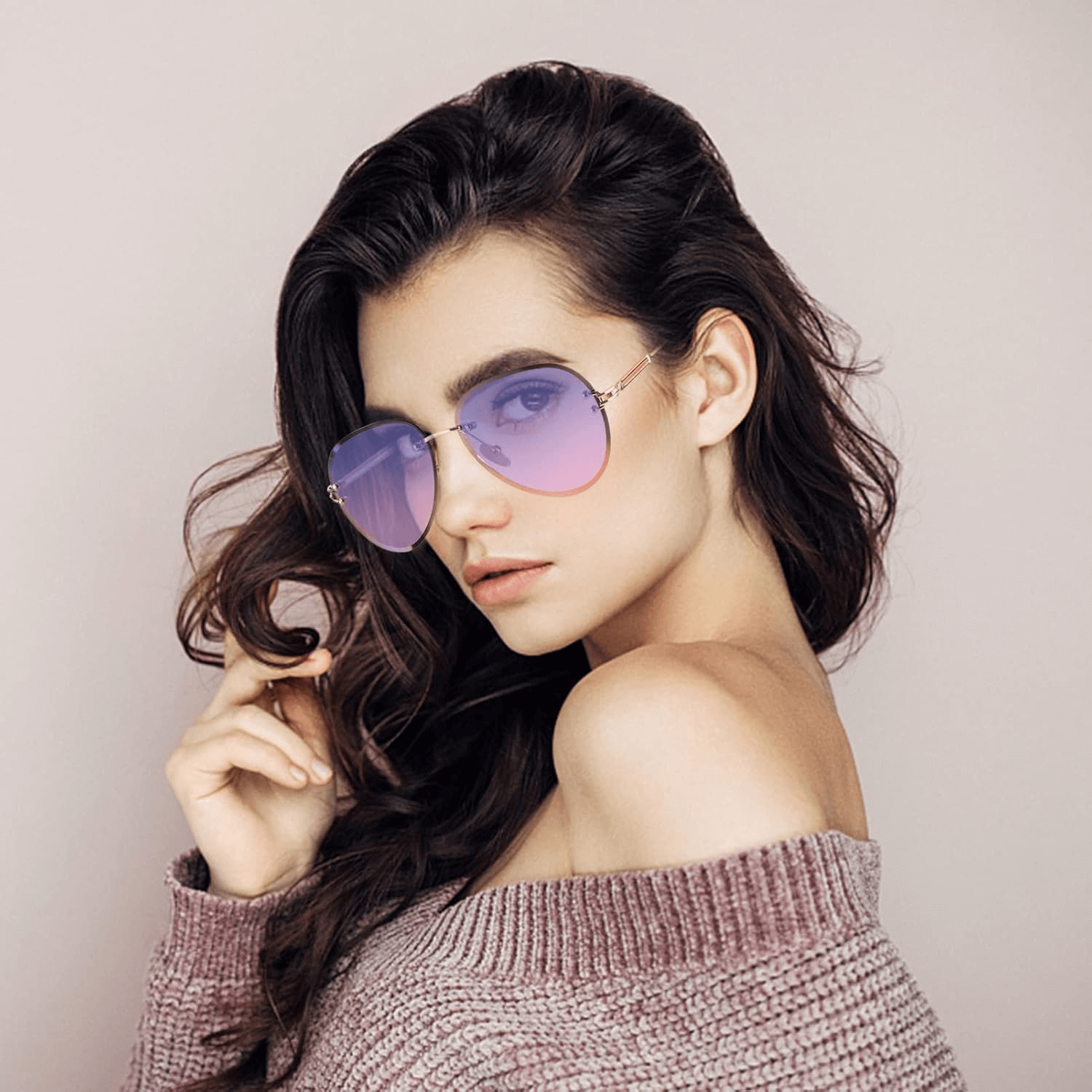 Trendy Oversized Sunglasses For Women | Designer Rimless Sunglasses 