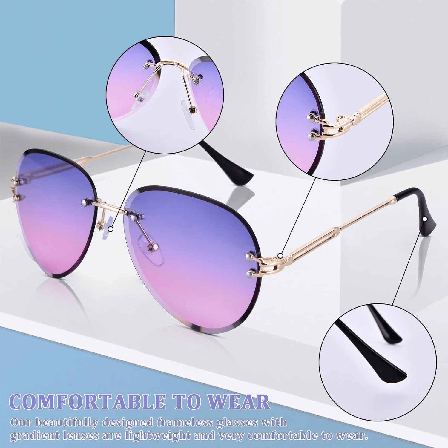 Trendy Oversized Sunglasses For Women | Designer Rimless Sunglasses 