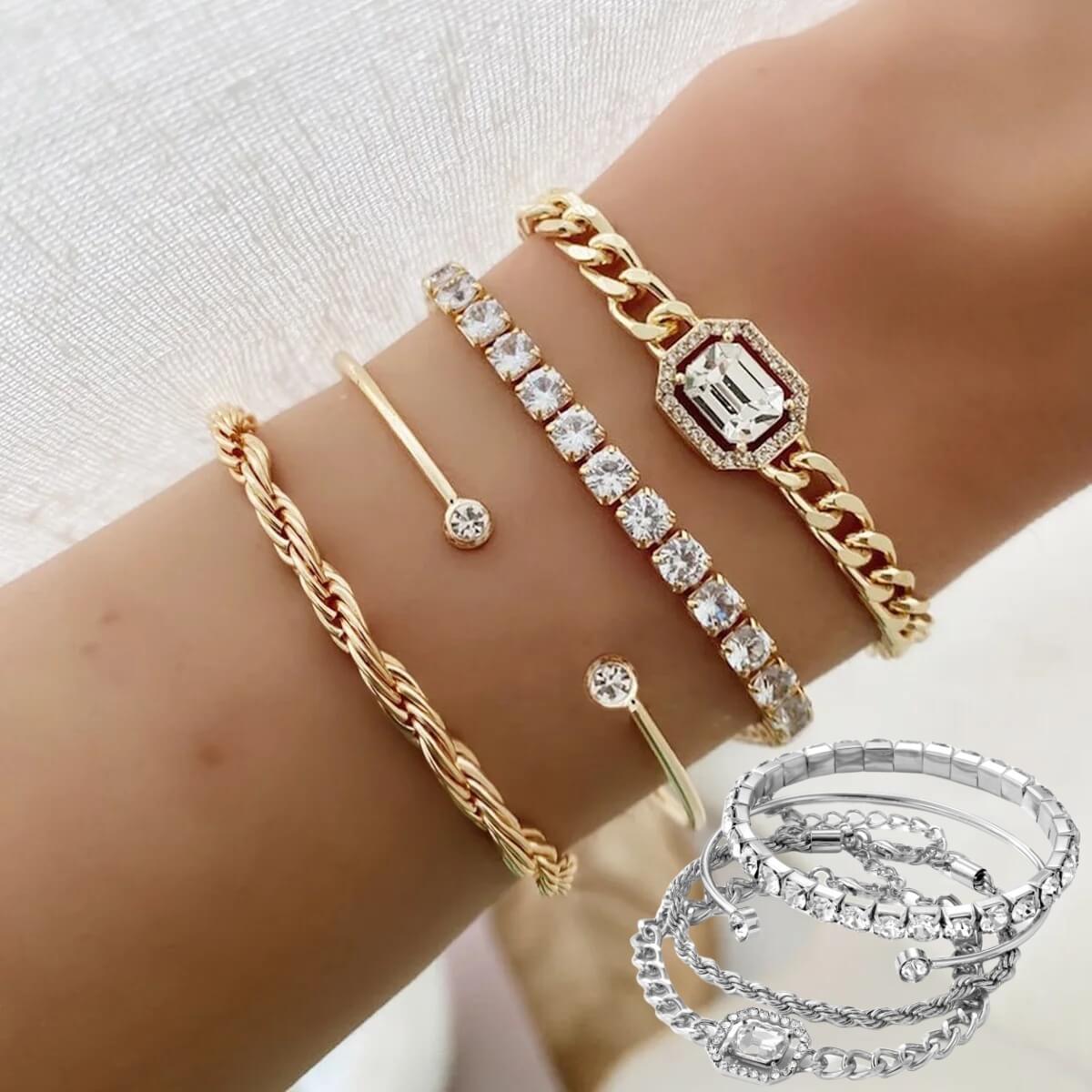 Vintage Bohemian Charm Bracelet Set  4 Pcs Bracelet Set For Women