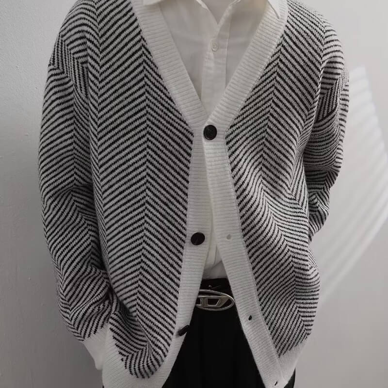 Vintage Striped Oversized Cardigan Sweater  |  Striped Cardigan Sweater