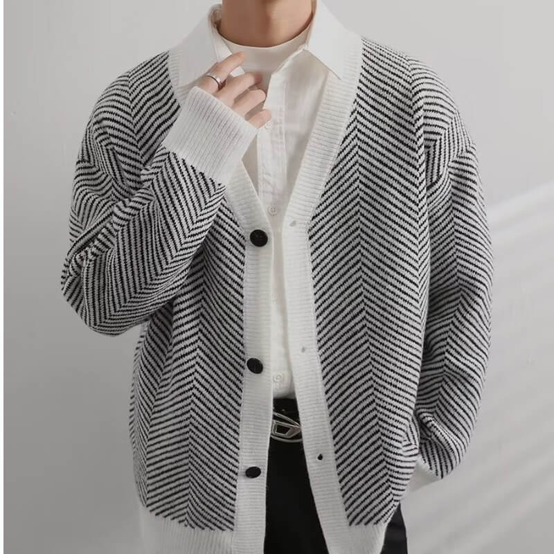 Vintage Striped Oversized Cardigan Sweater  |  Striped Cardigan Sweater
