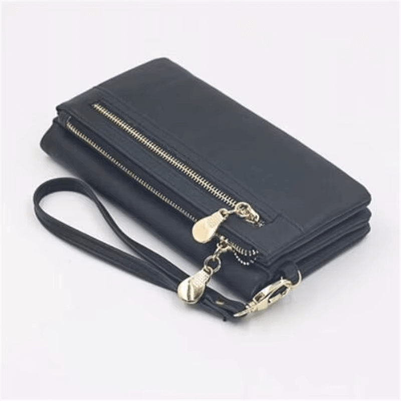 Vintage Frosted Double Zipper Long Wallet | Double Zipper Wallet Women