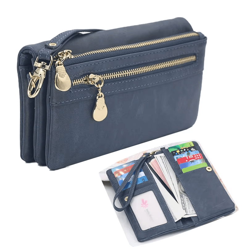 Vintage Frosted Double Zipper Long Wallet | Double Zipper Wallet Women