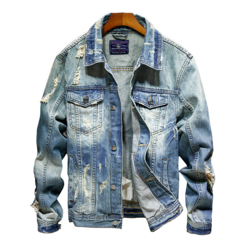 Washed Denim Jacket For Casual Streetwear Outfit  |  Denim Jacket Tops