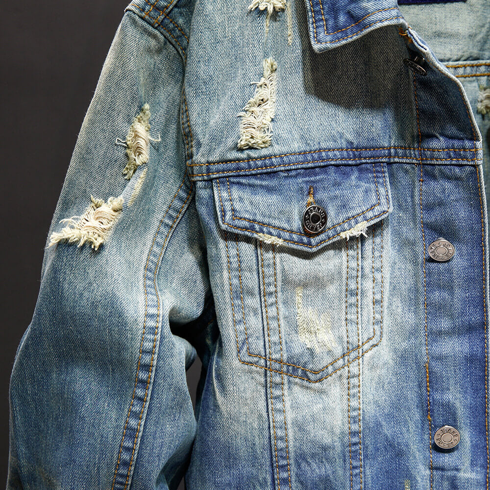 Washed Denim Jacket For Casual Streetwear Outfit  |  Denim Jacket Tops
