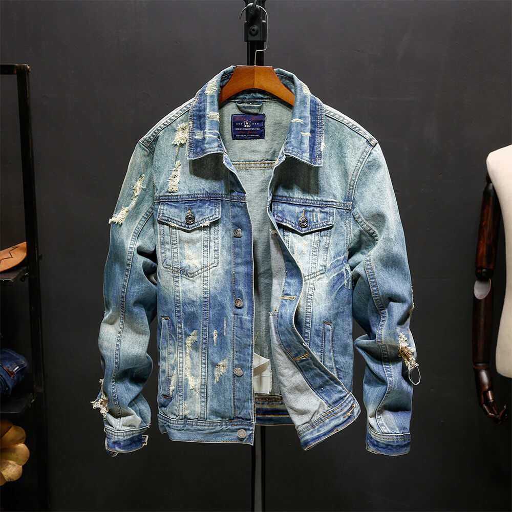 Washed Denim Jacket For Casual Streetwear Outfit  |  Denim Jacket Tops