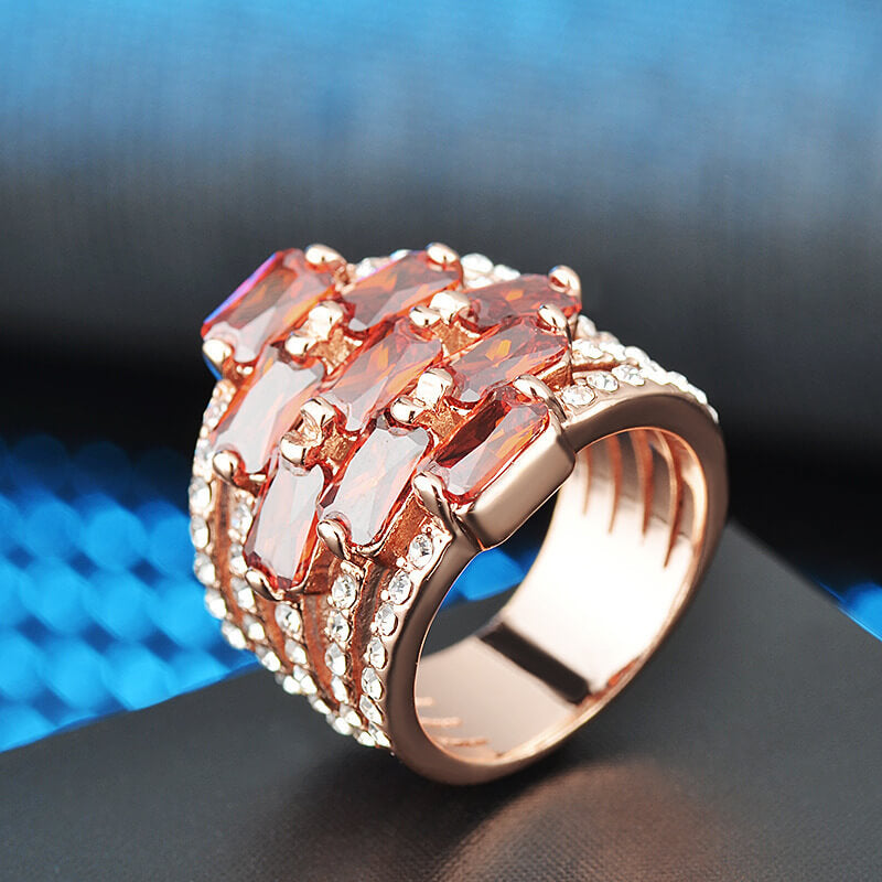 Wide Face Cubic Zirconia Ring | Crystal Zircon Inlaid Kids Ring