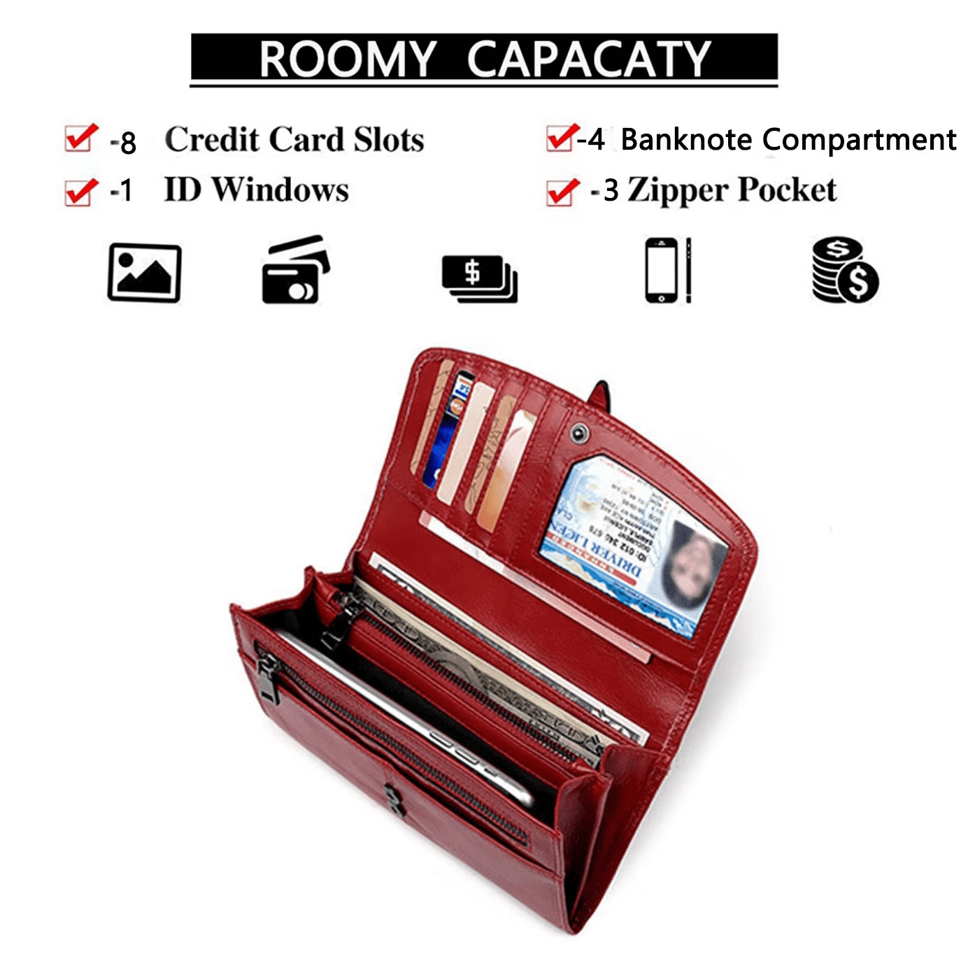 Women Leather Wallet With Multiple Card Slots  Luxury Women Wallet